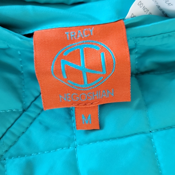 Tracy Negoshian Amelia Vest Reversible Quilted Navy / Turquoise Womens Medium - Picture 9 of 10